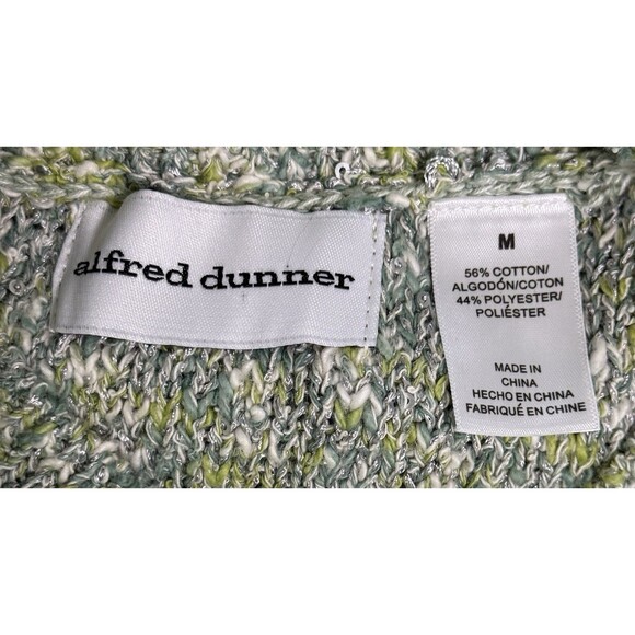 Alfred Dunner Women's Green Sequin Boucle Knit Cardigan Quiet Luxury Classic Med - Picture 5 of 8